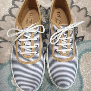 Hotter, "Mabel" Ladies Denim Stripe Boat Shoe, Size 7.5, Not worn, NEW PRICE